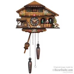Coucou suisse chalet horloge avec danseurs et roue