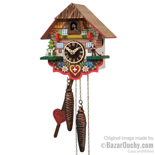 Horloge pendule coucou avec croix suisse