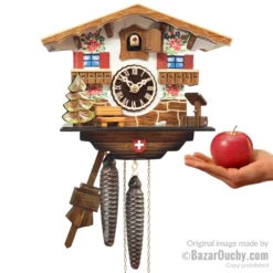 Coucou type chalet suisse - Peint a la main