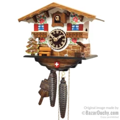 Coucou type chalet suisse - Peint a la main