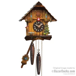 Horloge coucou avec croix suisse