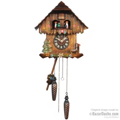 Coucou suisse chalet horloge avec drapeau suisse