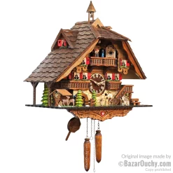 Coucou suisse chalet horloge avec danseurs et roue