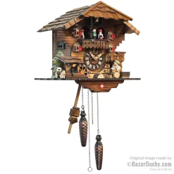 Coucou suisse chalet horloge avec danseurs et roue