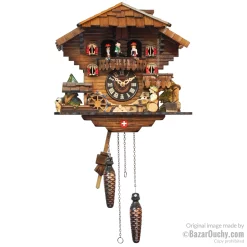 Coucou suisse chalet horloge avec danseurs et roue