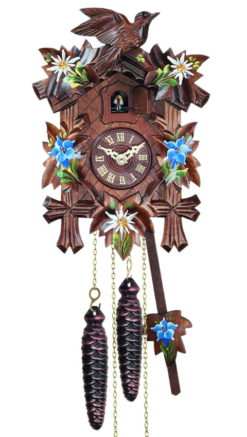 Relógio cuco suíço pintado de edelweiss