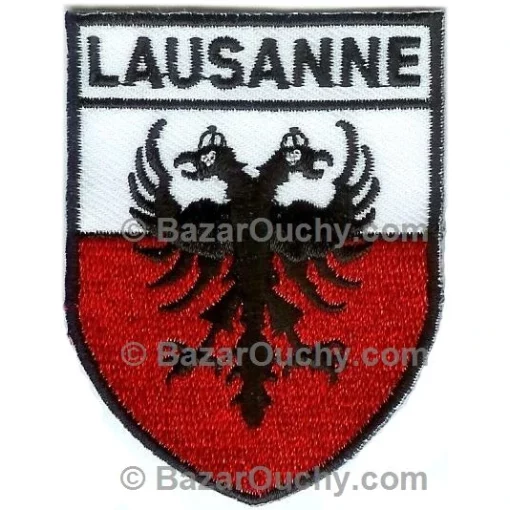Ecusson à coudre Lausanne rouge et blanc - Aigles