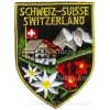 Ecusson à coudre suisse - Fleurs - Chalet