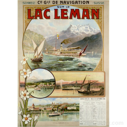 Poster Affiche retro Lac Léman