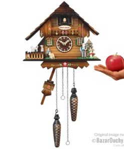 Coucou chalet Heidi croix suisse avec pile