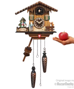 Coucou chalet Heidi croix suisse avec pile