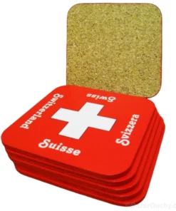 Sous verres croix suisse rouge