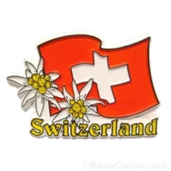 Magnet Aimant - Drapeau suisse 2 edelweiss