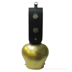 Cloche de vache suisse - Dore - Courroie Edelweiss