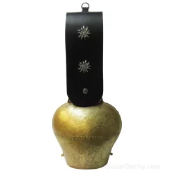 Cloche de vache suisse - Dore - Courroie Edelweiss