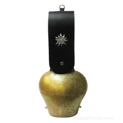 Cloche de vache suisse - Dore - Courroie Edelweiss