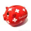 Red pig piggy bank Swiss cross