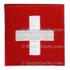 Ecusson à coudre Croix suisse - Carré 4.5x4.5