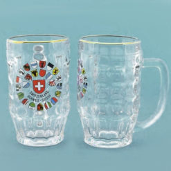 Swiss beer mug in glass