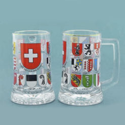 Swiss beer mug in glass