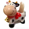 White and black Swiss cow toothpick holder