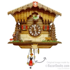 Pendule Horloge petit chalet croix suisse