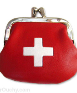 Porte-monnaie cuir croix suisse rouge