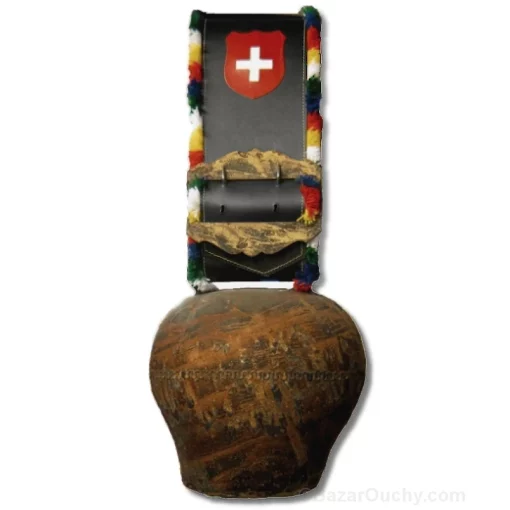 Cloche de vache suisse - Antique - vieille - Franges