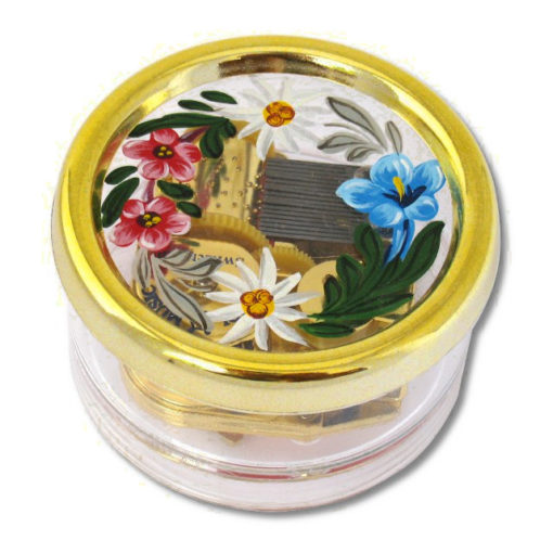 Swiss music box - Hand painted flowers