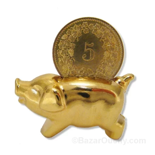 Small golden pig - Swiss 5 centime coin