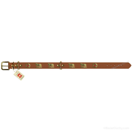 Metal cow leather dog collar