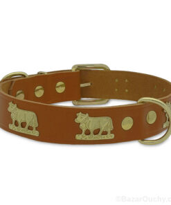 Collier chien cuir vache en métal
