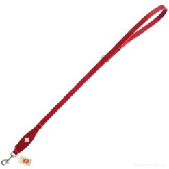 Dog leash swiss cross red leather