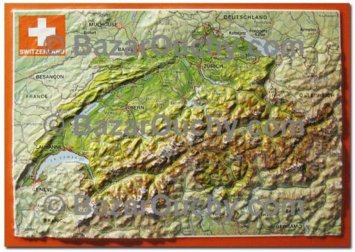 Carte postale carte suisse en relief 3D