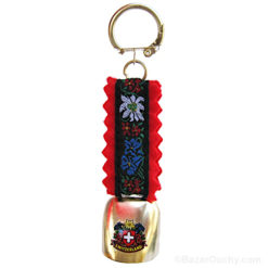Swiss bell key ring - Red velvet strap