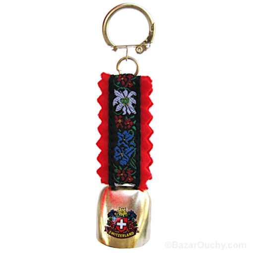 Swiss bell key ring - Red velvet strap