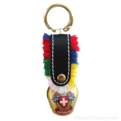 Swiss bell key ring - Traditional fringes - Swiss cross