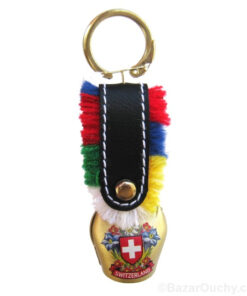 Cloche suisse porte clé - Franges traditionnelles - Croix suisse
