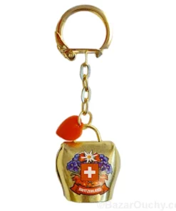 Petite cloche suisse porte clé - Mini chaine et coeur