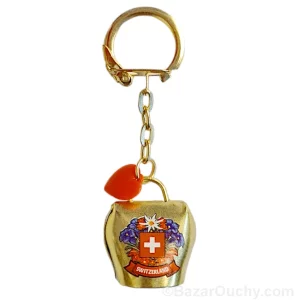 Petite cloche suisse porte clé - Mini chaine et coeur