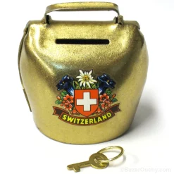 Cloche tirelire suisse en metal