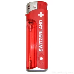 Rotes Schweizerkreuzfeuerzeug mit Licht