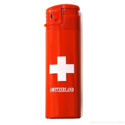 Klassisches rotes Feuerzeug mit Schweizer Kreuz