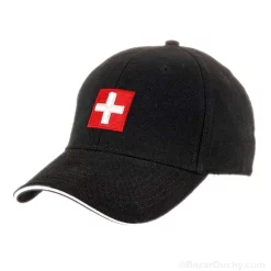 Gorra negra con cruz suiza