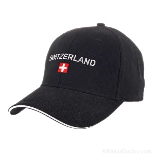 Black cap with Swiss cross