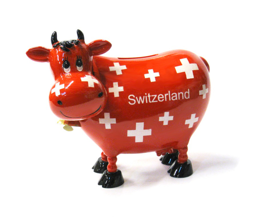 Tirelire vache - Croix suisse - BIG - BazarOuchy