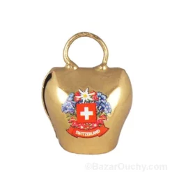 Petite cloche croix suisse en métal doré
