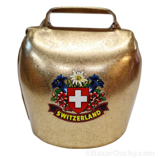 Pequeña campana suiza en metal dorado