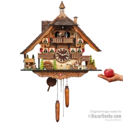Coucou type chalet suisse horloge avec danseurs et roue