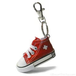 Red Swiss cross sneaker with key ring